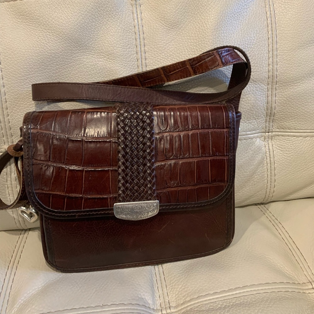 intage Brighton Organizer Purse Brown Mock Croc & Black Pebble ...